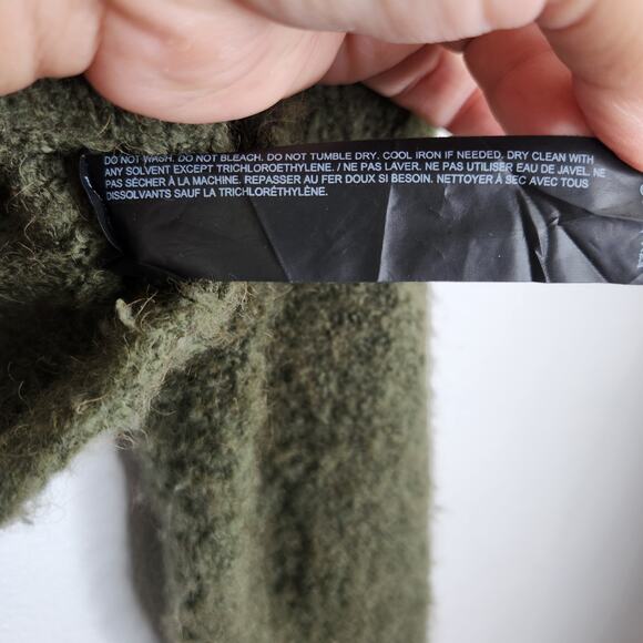 Theory Green Pullover Soft Scruffy Sweater Women's Medium Merino Wool Camel Hair - Picture 6 of 10